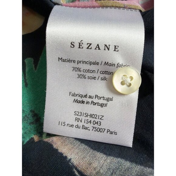 Sezane x G.Kero Pierro Black Jungle Parrot Silk Blened Blouse FR 46/US 14 - Picture 6 of 16